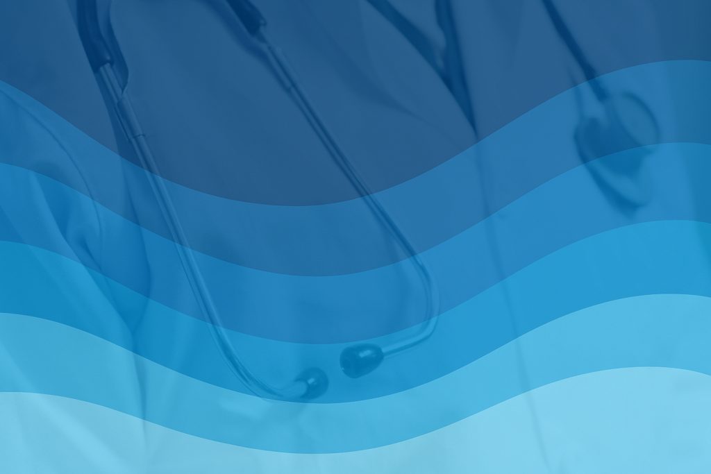 Kumar Associates - Medical Accountants - Image shows a doctor's jacket over a blue wave design